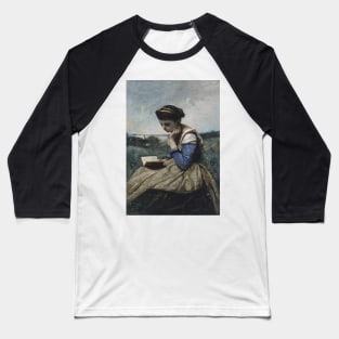 A Woman Reading by Jean-Baptiste-Camille Corot Baseball T-Shirt